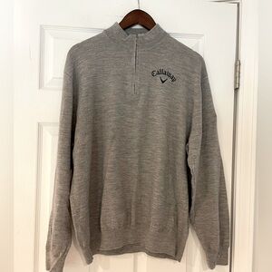CALLAWAY MENS XL WOOL BLEND 1/4 ZIP PULLOVER SWEATER IN GREY